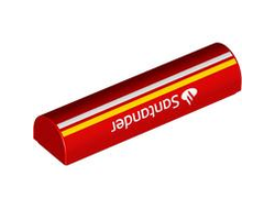 Slope, Curved 1 x 4 x 2/3 Double with White and Yellow Stripes and Santander Logo Pattern, Red (79756pb01 6539344)