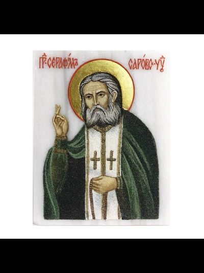 Икона с каменной росписью на мраморе, разные лики