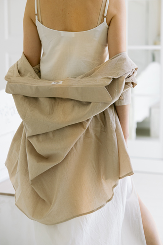 Платье-комбинация из вареного хлопка (белого цвета)