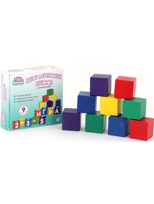 Набор деревянных кубиков 9 шт &quot;Классика&quot; 5 цветов с закругленными углами