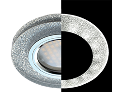 Светильник встраиваемый Ecola LD1650 MR16 GU5.3 Стекло Круг подсветка 4K Серебяный блеск/Хром 25x95 SS1650EFF