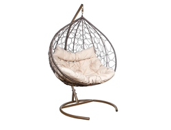 Подвесное кресло БАЛИ каркас Коричневый, подушка Бежевая