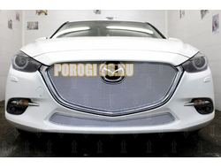 Защита радиатора Mazda 3 2016-2019 chrome верх (без рамки) PREMIUM