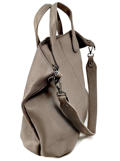 (АРТИКУЛ: 7084/72) СУМКА ЖЕНСКАЯ, БОЛЬШАЯ, НАТУРАЛЬНАЯ КОЖА, ТЕМНО-БЕЖЕВАЯ, С ШИРОКИМ ПЛЕЧЕВЫМ РЕМНЕМ