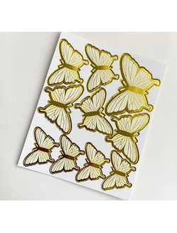 Набор для украшения торта Бабочки, 10 шт (с проволокой), желтый №1