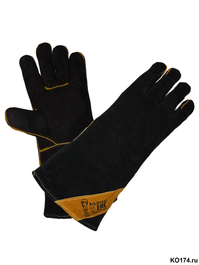 Краги спилковые черные Агат