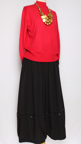 Брюки-юбка  "Широкие с клепками" черные до р.54