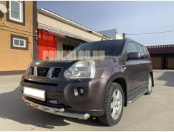 Защита переднего бампера двойная с перемычками d60/42 для Nissan X-trail T31 (2007-2010) (в т.ч. Рестайлинг 2010г.)