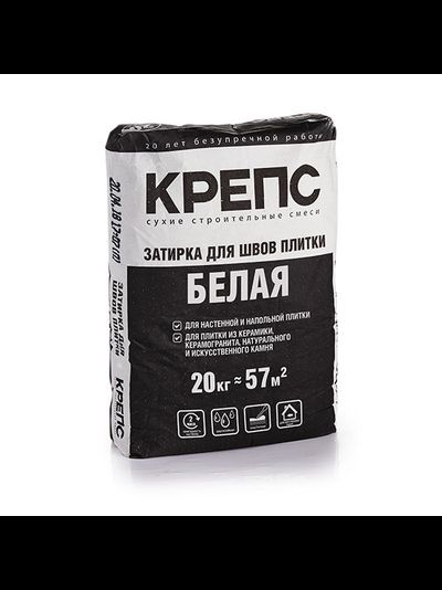 Затирка для швов Крепс белая, 20 кг