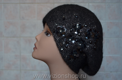 Вязаный берет для женщин осень - зима 2017 - 2018  Vizio Италия 5800 коричневый ( 28 )