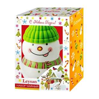 Набор чайный Leysan Чай и кружка снеговик с крышкой