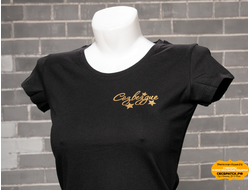 Футболка черная хлопок (Женская) с печатью флекс