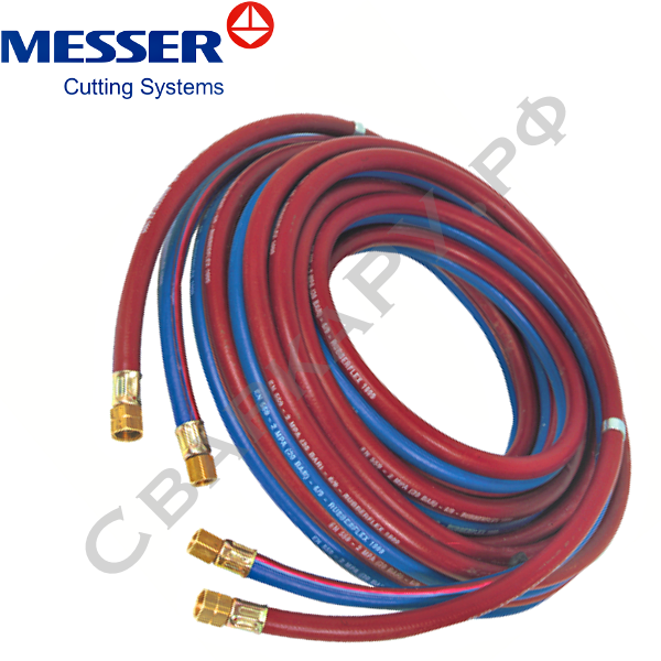 Рукав сдвоенный Messer кислород / горючий газ с фитингами:
