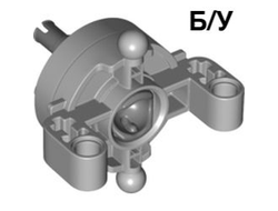 ! Б/У - Technic, Steering Axle with 2 Pin Holes, 2 Axle Holes and 2 Tow Ball Arms with Dark Bluish Gray Wheel Hub, Light Bluish Gray (46490c01 / 6275902 / 6324050 / 6365803) - Б/У