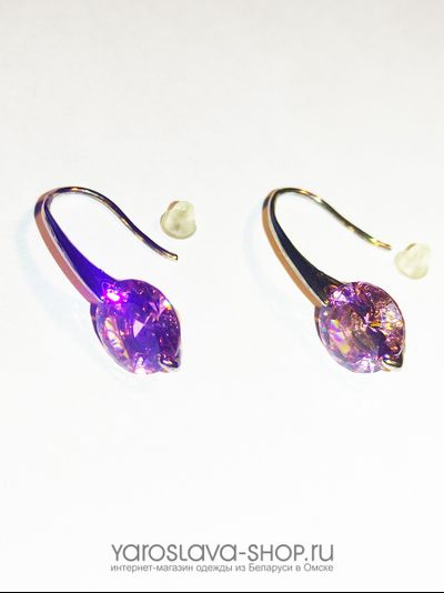 b-113.  Элегантные серьги в форме капли из розового циркона на крючке.