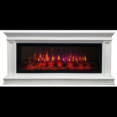Линейный электрокамин Стаффорд белый с очагом FreeSpace 50 LED FX QZ