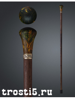 коричневая трость с набалдашником