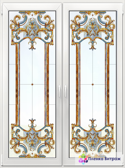 Витражная пленка, витражная пленка самоклеющаяся, пленочный витраж с классическим рисунком матовая