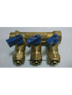 Коллектор с шаровыми кранами TIM 3/4 х 16 м/п на 2 3 4 5 выходов