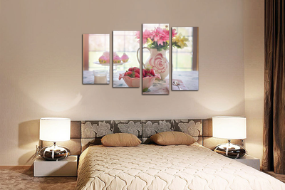 Модульная картина "Нежный десерт с клубникой"