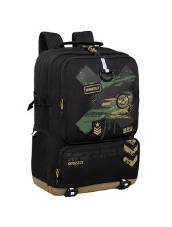Рюкзак школьный GRIZZLY RB-357-1 черный кофейный