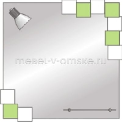 Квадратное зеркало с полкой и подсветкой с аппликацией из цветного стекла