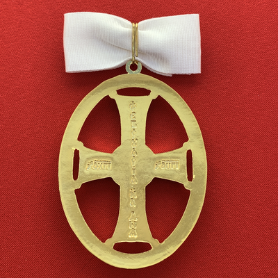 Орден Святой Ольги 1-й степени с бантом из муаровой ленты. Полноразмерная копия LUX. Лот № 64.