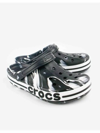 CROCS BAYABAND WHITE BLACK PRINTED БЕЛЫЕ