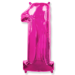 Воздушный шар фольгированный "Цифра 1. Фуксия"  (Испания) 102 см.