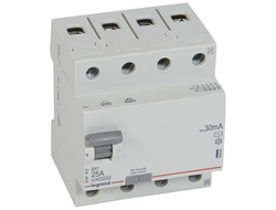 Legrand 402062 RX3, Выключатель дифференциального тока (УЗО), 4Р, 25А, ток утечки 30mА, тип AC