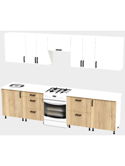 Кухня Эконом 2,4 метра (1200х1200) Цвет: Белый/Дуб Вотан