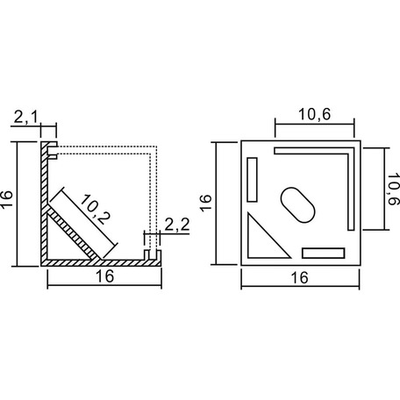 Профиль для светодиодной ленты угловой квадратный