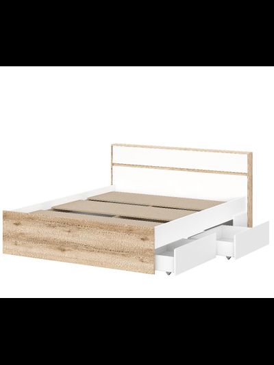 Брауни Кровать (1,6х2,0) Дуб Делано/Белый ( с основанием)