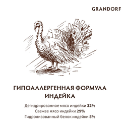 Grandorf (Грандорф) сухой корм для стерилизованных кошек и кастрированных котов Индейка, 400 г