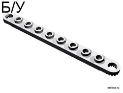 ! Б/У - Technic, Plate 1 x 10 with Toothed Ends, Light Gray (2719 / 4109658 / 4189328 / 4225499) - Б/У