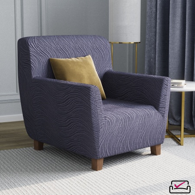 Чехол на кресло Жаккард Волна Пепельный.Россия