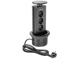 Удлинитель для офиса D80  черный AE-BPW3GS-20 с проводом 1,5 метра GTV