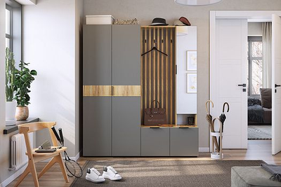 Композиция Прихожей БЕРИ Дуб Крафт золотой/Графит