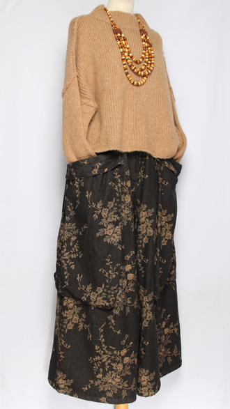 ДЖЕМПЕР КОРОТКИЙ "КИМОНО ШОВ СТОЙКА" широкий рукав мокко, шоколад до р.54