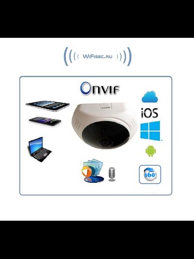 DBPOWER_SS. Потолочная - настенная WiFi видеокамера панорамная с DVR (fish_v380_W),  HD 960P (V380 Pro)