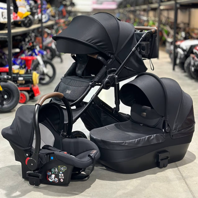 Детская коляска 3 в 1 Luxmom 808 Черный Экокожа