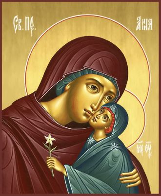 Анна Праведная, мать Пресвятой Богородицы. Рукописная икона.