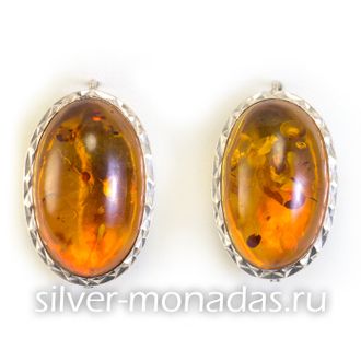 Серьги из серебра 925 пробы с янтарем (С-592ЯН)