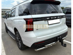 Защита заднего бампера двойная с перемычками Папа Тюнинг d60/42 для Haval H5 2024-