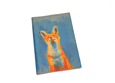 Обложка на паспорт с принтом "Лиса на синем"