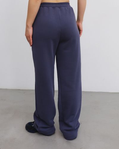 Брюки прямого кроя хлопковый велюр (черничный)