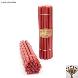 Свеча алтарная восковая красная (длина 29,5 см) (Red candle)