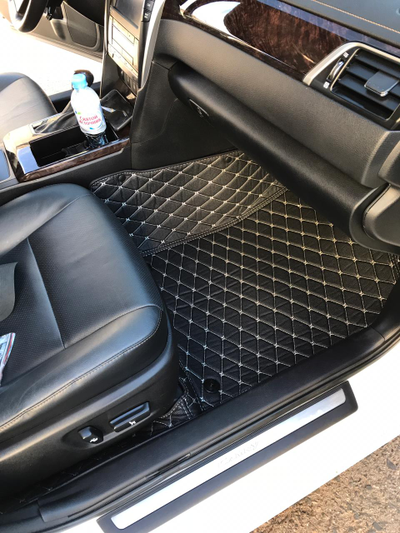 Коврики Премиум 3D черная экокожа и бежевая отстрочка