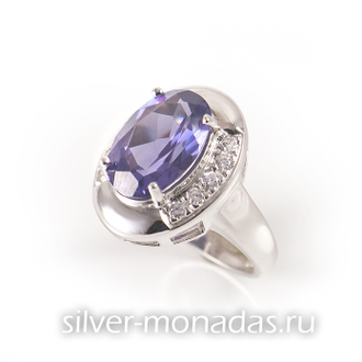 Шикарное кольцо с александритом и фианитами