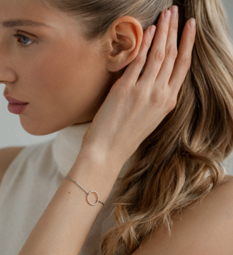 Браслет с подвеской Кольцо и родиевым покрытием НБ 22-353Ю-3